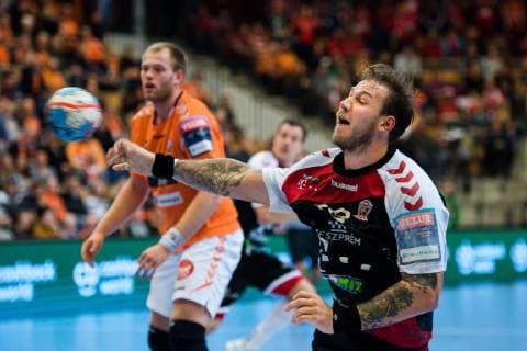 Handball, CL, Kristianstad - Telekom Veszprem 181110 Telekom Veszprems Andreas Nilsson under handbollsmatchen i Champions League mellan Kristianstad och Telekom Veszprem den 10 november 2018 i Helsingborg.  Copyright: AvdoxBilkanovic BB181110AB076