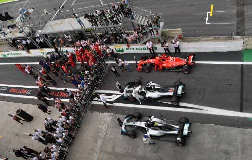 Lewis Hamilton; Valtteri Bottas; Sebastian Vettel, formula 1 GP, Brasilien in Sao Paulo Interlagos, 10.11.2018 Photo:mspb Jerry Andre Lewis Hamilton; Valtteri Bottas; Sebastian Vettel, formula 1 GP, Brasilien 2018