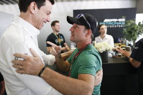 Motorsports: FIA Formula One World Championship WM Weltmeisterschaft 2018, Grand Prix of Brazil World Championship;2018;Grand Prix;Brazil , Rubens Barrichello and Toto Wolff (AUT, Mercedes AMG Petronas Formula One Team) Sao Paulo Brazil