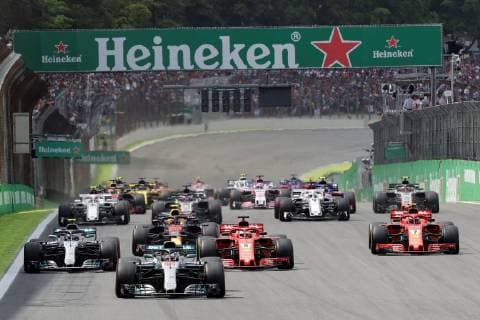 General view of the start for the drivers during the Grand Prix of Brazil, in Sao Paulo, Brazil, 11 November 2018. The Brazilian Grand Prix, the penultimate of the Formula One World Championship WM Weltmeisterschaft is held today at the Interlagos circuit in Sao Paulo. Formula One Grand Prix of Brazil !ACHTUNG: NUR REDAKTIONELLE NUTZUNG!  Copyright: xSebastiaoxMoreirax AME2355 20181111-636775582534139972
