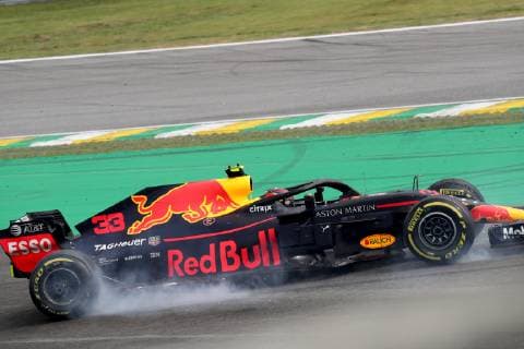 Formel 1, GP von Brasilien, Crash von Max Verstappen und Esteban Ocon Photo4 LaPresse 11 11 2018 Sao Paulo, Brazil Grand Prix Formula One Brazil 2018 In the pic: Max Verstappen (NED) Red Bull Racing RB14 after contact with Esteban Ocon (FRA) Racing Point Force India F1 VJM11  Copyright: xPhoto4 LaPressex