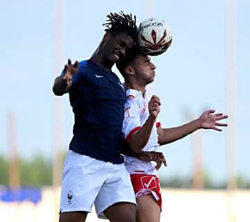Sport Bilder des Tages Charles Abi (L) of France Under-19 during the UEFA Under-19 Championship 2019 Qualifying Group 6 match between France and Malta at the Centenary Stadium, Ta Qali, Malta on 14 November 2018. France U19 v Malta U19 MLT_FRA_U19_18