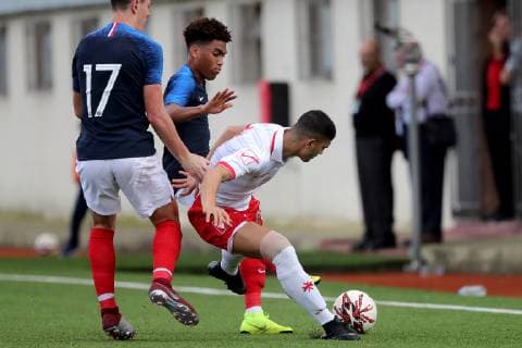 A general action view during the UEFA Under-19 Championship 2019 Qualifying Group 6 match between France and Malta at the Centenary Stadium, Ta Qali, Malta on 14 November 2018. France U19 v Malta U19 MLT_FRA_U19_18
