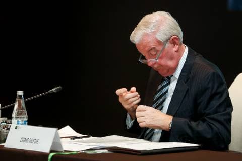 WADA press conferance in Baku Craig Reedie, President of the World Anti-Doping Agency, attends a meeting of WADA foundation board in Baku, Azerbaijan November 15, 2018. Azerbaijan  AzizxKarimov PacificxPress