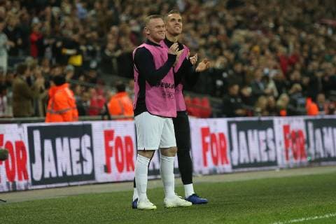 England v USA International Friendly L?nderspiel Wayne Rooney of England applauds his side s 2nd goal scored by Trent Alexander-Arnold of England during the International Friendly match at Wembley Stadium, London Content Not Available For UK Newspapers Copyright: xPaulxChestertonx FIL-12555-0048