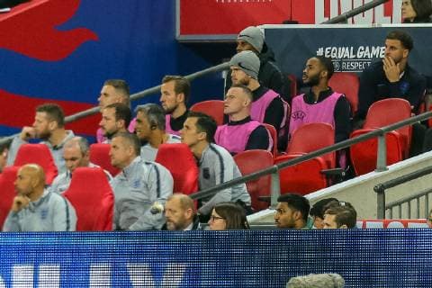 Wayne Rooney (D.C. United) of England (centre) looks on from the substitute bench during the WR Foundation international match L?nderspiel between England and USA at Wembley Stadium, London, England on 15 November 2018. Copyright: xDavidxHornx PMI-2406-0015