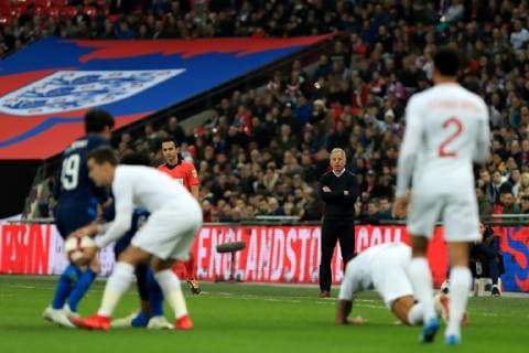 ;15th November 2018, Wembley Stadium, London, England; Wayne Rooney Foundation International football friendly, England versus United States of America; United States of America Interim Manager Dave Sarachan watches play in the technical area  ActionPlus12079641 ShaunxBrooks