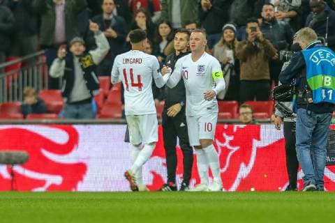 Wayne Rooney (D.C. United) of England (centre) replaces Jesse Lingard Manchester United ManU of England (left) during the WR Foundation international match L?nderspiel between England and USA at Wembley Stadium, London, England on 15 November 2018. Copyright: xDavidxHornx PMI-2406-0039
