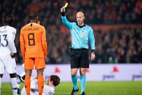Georginio Wijnaldum of Holland, Antoine Griezmann of France, referee Anthony Taylor during the UEFA Nations League A group 1 qualifying match between The Netherlands and France at stadium De Kuip on November 16, 2018 in Rotterdam, The Netherlands UEFA Nations League A group 1 2018 2019 xVIxVIxImagesx xTomxBodexMultimediaxIVx 12796703