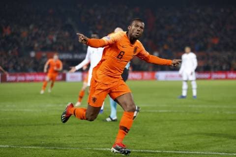 ROTTERDAM, Stadium de Kuip, 16-11-20-18, football, season 2018 2019, Georginio Wijnaldum scores 1-0 during the Nations League game Netherlands - France Netherlands - France  x2625490x