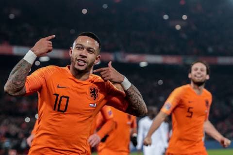 Fußball, Nations League, Niederlande - Frankreich ROTTERDAM, Stadium de Kuip, 16-11-20-18, football, season 2018 2019, Netherlands player Memphis Depay celebrates the 2-0 during the Nations League game Netherlands - France Netherlands - France  x2625952x