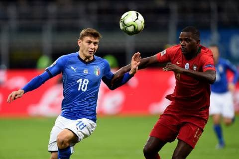Fußball, Nations League, Italien - Portugal Db Milano 17 11 2018 - Uefa Nations League Italia-Portogallo foto Daniele Buffa Image nella foto: Nicolo Barella-William Carvalho 