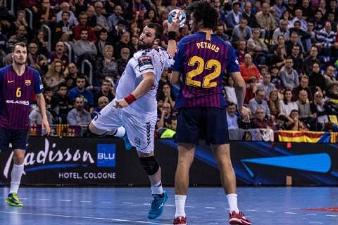 November 17, 2018 - Barcelona, Barcelona, Spain - Stojanche Stoilov, 5 of HC Vardar in actions during VELUX EHF Champions League match between FC Barcelona Barca Lassa and HC Vardar on November 17, 2018 at Palau Blaugrana, in Barcelona, Spain. Handball: VELUX EHF Champions League - Fc Barcelona Lassa v HC Vardar. - ZUMAa181 20181117_zaa_a181_042 Copyright: xAFP7x