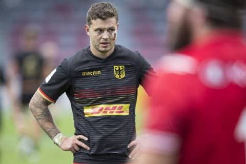 Sport Bilder des Tages Deutschland - Kanada, WM-Qualifikationsspiel Qualifikationsspiel zum Rugby World Cup 2019 in Japan zwischen Deutschland und Kanada am 17.11.2018 in Marseille. Portrait des im Gesicht verletzten Raynor Parkinson (Deutschland, 10)., Marseille Bouches-du-Rhone Frankreich Stade Delort