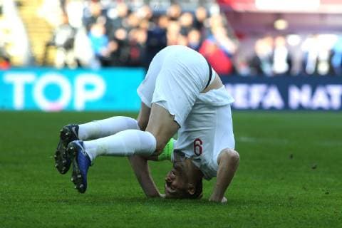 Harry Kane of England takes a tumble during the Nations League A Group 4 international match L?nderspiel between England and Croatia at Wembley Stadium, London, England on 18 November 2018. Copyright: xPaulxDennisx PMI-2412-0005