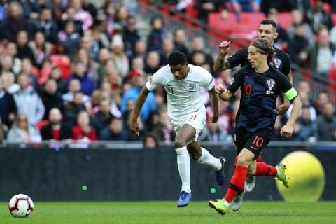 England v Croatia UEFA Nations League Marcus Rashford (l) of England runs away from Luka Modric of Croatia during the UEFA Nations League match at Wembley Stadium, London Content Not Available For UK Newspapers Copyright: xJamesxWilsonx FIL-12569-0005