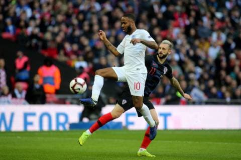 Raheem Sterling of England controls the ball as Marcelo Brozovic of Croatia looks on during the Nations League A Group 4 international match L?nderspiel between England and Croatia at Wembley Stadium, London, England on 18 November 2018. Copyright: xPaulxDennisx PMI-2412-0008
