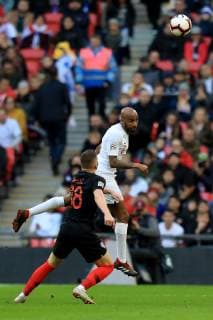 18th November 2018, Wembley Stadium, London, England; UEFA Nations League football, England versus Croatia; Fabian Delph of England wins a header against Ante Rebic of Croatia  ActionPlus12081196 ShaunxBrooks