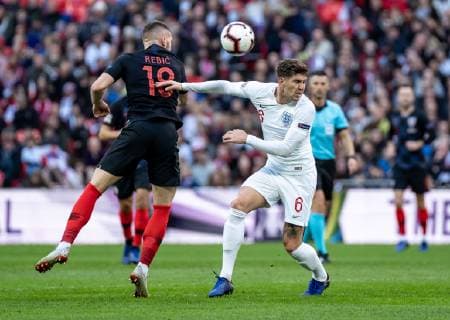 John Stones of England loses out to Ante Rebic of Croatia during the UEFA Nation League Group Stage match between England and Croatia at Wembley Stadium, London, England on 18 November 2018. Copyright: xLiamxMcAvoyx 21980017