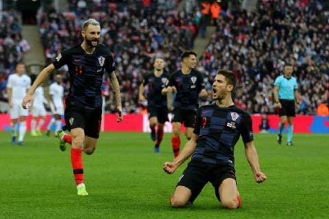 Andrej Kramaric celebrates scoring Croatia s opening goal during the Nations League A Group 4 international match L?nderspiel between England and Croatia at Wembley Stadium, London, England on 18 November 2018. Copyright: xPaulxDennisx PMI-2412-0011
