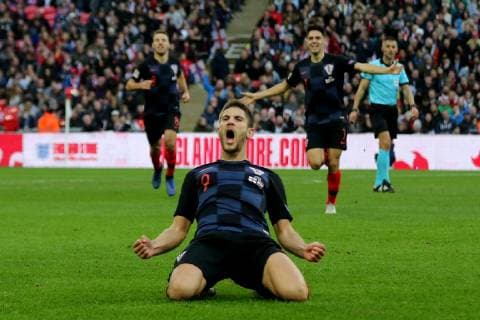 Andrej Kramaric celebrates scoring Croatia s opening goal during the Nations League A Group 4 international match L?nderspiel between England and Croatia at Wembley Stadium, London, England on 18 November 2018. Copyright: xPaulxDennisx PMI-2412-0012