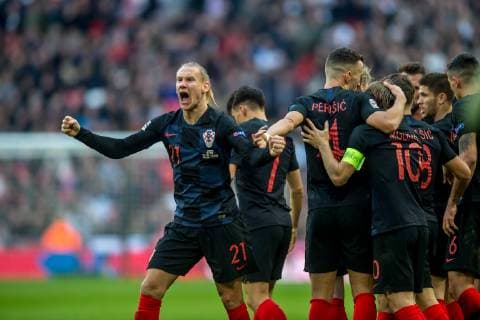 Domagoj Vida of Croatia celebrates his side goal during the UEFA Nation League Group Stage match between England and Croatia at Wembley Stadium, London, England on 18 November 2018. Copyright: xSalvioxCalabresex 21990014