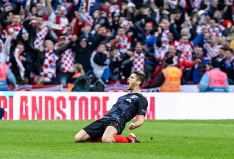 Andrej Kramaric of Croatia celebrates his goal during the UEFA Nation League Group Stage match between England and Croatia at Wembley Stadium, London, England on 18 November 2018. Copyright: xLiamxMcAvoyx 21980026