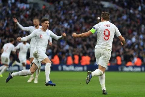 18th November 2018, Wembley Stadium, London, England; UEFA Nations League football, England versus Croatia; Harry Kane of England celebrates Jesse Lingard s goal for 1-1 in minute 78  ActionPlus12081219 ShaunxBrooks