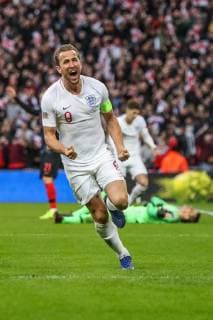 GOAL - Harry Kane (Tottenham Hotspur) of England (9) celebrates after he scores his team?s second goal to make the score 2-1during the Nations League A Group 4 international match L?nderspiel between England and Croatia at Wembley Stadium, London, England on 18 November 2018. Copyright: xDavidxHornx PMI-2413-0033
