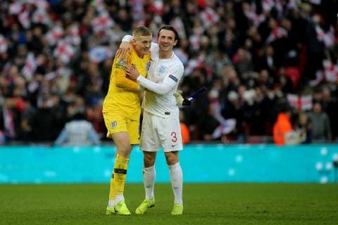 England s Jordan Pickford and Ben Chilwell celebrate at the final whistle during the Nations League A Group 4 international match L?nderspiel between England and Croatia at Wembley Stadium, London, England on 18 November 2018. Copyright: xPaulxDennisx PMI-2412-0016