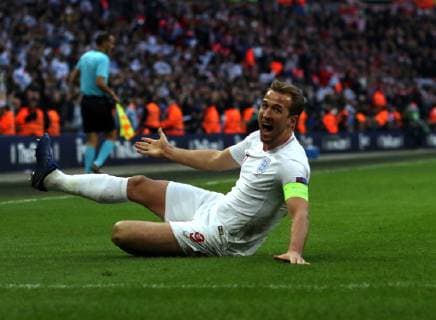 Harry Kane (E) celebrates after scoring his winning goal 2-1 at the England v Croatia UEFA Nations League game at Wembley Stadium, London, November 18, 2018. **This picture is for editorial use ONLY** 