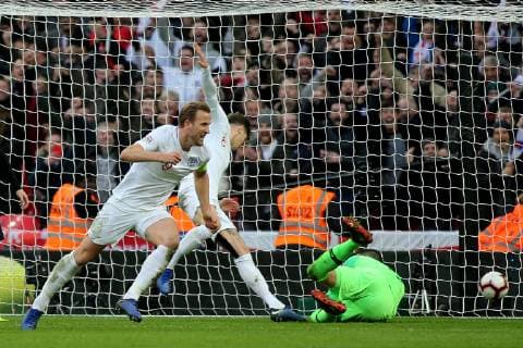 Harry Kane celebrates scoring England s second goal during the Nations League A Group 4 international match L?nderspiel between England and Croatia at Wembley Stadium, London, England on 18 November 2018. Copyright: xPaulxDennisx PMI-2412-0022