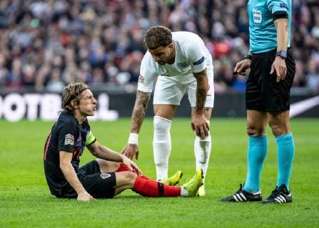 Luka Modric of Croatia feels the pain during the UEFA Nation League Group Stage match between England and Croatia at Wembley Stadium, London, England on 18 November 2018. Copyright: xLiamxMcAvoyx 21980089