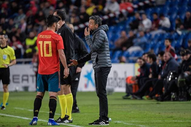 match played in Gran Canaria Stadium between Spain and Bosnia in Gran Canaria, Spain, at Nov. 18th 2018. Luis Enrique y Marco Asensio. Cordon Press  xMARCOSxRODRÃGUEZx xSPAINxVSxBOSNIA,xNOVEMBERx18THx2018x