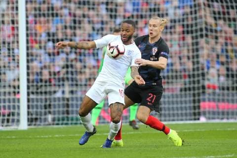 Raheem Sterling of England controls the ball as Croatia s Domagoj Vida looks on during the Nations League A Group 4 international match L?nderspiel between England and Croatia at Wembley Stadium, London, England on 18 November 2018. Copyright: xPaulxDennisx PMI-2412-0056