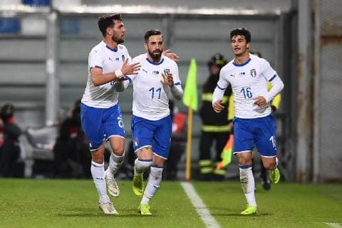 Fußball, U21, Italien - Deutschland Mg Reggio Emilia 19 11 2018 - amichevole Italia-Germania Under 21 foto Matteo Gribaudi Image nella foto: esultanza gol Vittorio Parigini 