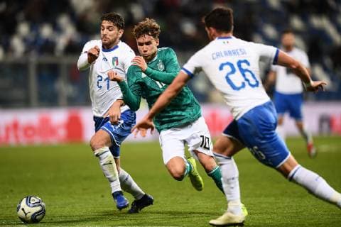 Fußball, U21, Italien - Deutschland Mg Reggio Emilia 19 11 2018 - amichevole Italia-Germania Under 21 foto Matteo Gribaudi Image nella foto: Luca Waldschmidt-Manuel Locatelli 