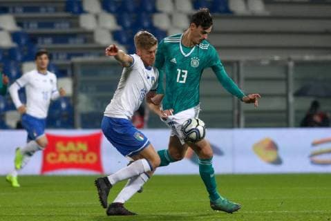 November 19, 2018 - Reggio Emilia, Reggio Emilia, Italy - Romagna Filippo and Serra Janni during the friendly match between Italy U21 U 21 and Germany U21 at Mapei Stadium on November 19, 2018 in Reggio Emilia, Italy. Italy U21 v Germany U21 - International Friendly Länderspiel  - ZUMAn230 20181119_zaa_n230_195 Copyright: xEmmanuelexCiancaglinix