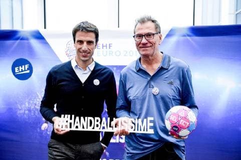 Tony Estanguet - President du Comite d Organisation des Jeux Olympiques et Paralympiques de Paris 2024 Olivier Krumbholz - entraineur (France) HANDBALL : Entrainement et Conference de presse - Equipe de France Feminine - Creteil - 20 11 2018 JBAutissier Panoramic 