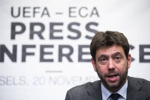 ECA Chairman Andrea Agnelli pictured during a press conference PK Pressekonferenz of the Union of European Football Associations UEFA, Tuesday 20 November 2018 in Brussels. Earlier Tuesday, there was a meeting with the European Commissioner for Education, Culture, Youth and Sports. LAURIExDIEFFEMBACQ  x05473591x