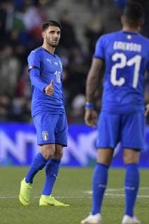 Italian Vincenzo Grifo celebrates after scoring during a friendly soccer game between Italy and USA in Genk, Tuesday 20 November 2018. YORICKxJANSENS  x05473730x