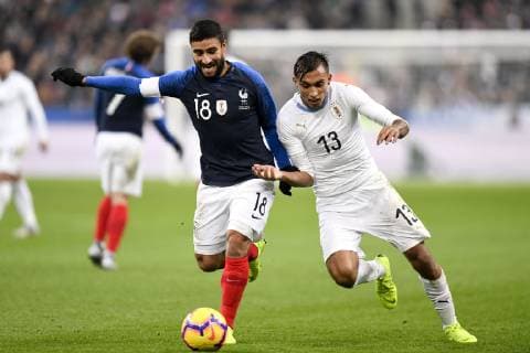 18 NABIL FEKIR (FRA) - 13 MATIAS SUAREZ (URU) FOOTBALL : France vs Uruguay - Match Amical - 20 11 2018 AnthonyBIBARD FEP Panoramic 