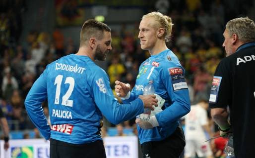 EHF Handball Champions League, Gruppenphase, 9. Spieltag: Rhein-Neckar Löwen - Telekom Veszprem HC am 21.11.2018 in der SAP-Arena in Mannheim (Baden-Württemberg), xmdx, Andreas Palicka (12, Tor, Rhein Neckar Loewen) , Mikael Appelgren (1, Tor, Rhein Neckar Loewen), Rhein-Neckar Löwen - Telekom Veszprem HC