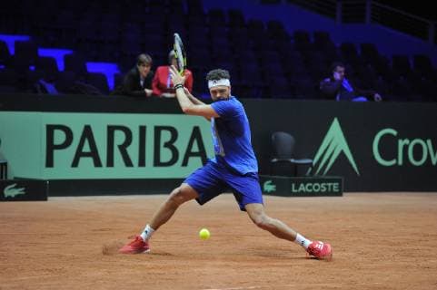 Finale Coupe Davis 2018 - Entrainement equipe de France - Tsonga Chardy Yannick Noah TENNIS : Finale Coupe Davis - Lille - 22 11 2018 chryslenecaillaud panoramic 
