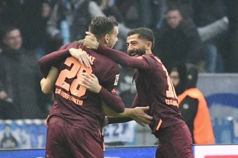 24.11.2018, xmeix, Fussball, 1. Bundesliga, Hertha BSC Berlin - TSG 1899 Hoffenheim, emspor, v.l. Jubel zum 0:1 für Hoffenheim durch Kerem Demirbay (TSG 1899 Hoffenheim)mit Havard Nordveit (TSG 1899 Hoffenheim) und Adam Szalai (TSG 1899 Hoffenheim) DFL regulations prohibit any use of photographs as image sequences and or quasi-video. Berlin *** 24 11 2018 xmeix Football 1 Bundesliga Hertha BSC Berlin TSG 1899 Hoffenheim emspor v l Jubel zum 0 1 für Hoffenheim by Kerem Demirbay TSG 1899 Hoffenheim with Havard Nordveit TSG 1899 Hoffenheim and Adam Szalai TSG 1899 Hoffenheim DFL regulations prohibit any use of photographs as image sequences and or quasi video Berlin prio:1