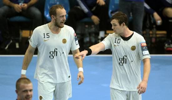 Handball, Champions League, SC Szeged - Paris Saint Germain 24.11.2018 Szeged(Hungary) MOL-Pick Szeged-PSG Paris Saint-Germain HB Velux EHF Champions League men s handball Henrik Toft Hansen(L),Sander Sagosen(r) PSG Paris Saint-Germain HB : 