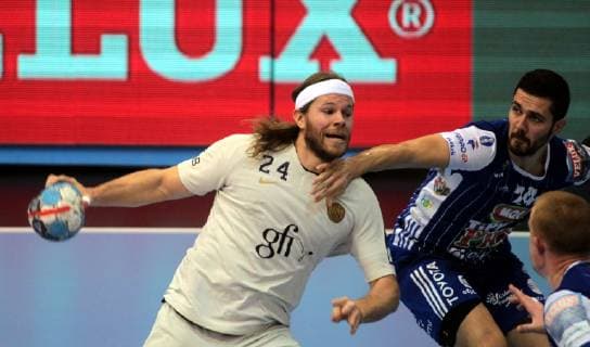 24.11.2018 Szeged(Hungary) MOL-Pick Szeged-PSG Paris Saint-Germain HB Velux EHF Champions League men s handball Mikkel Hansen(L)PSG Paris Saint-Germain HB, Mario Sostaric(R)MOL Pick Szeged : 