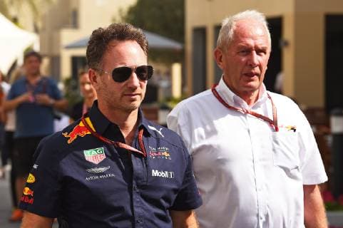 25.11.2018, xekx, Formel 1 FIA, Großer Preis von Abu Dhabi - 2018 Rennen emspor, v.l. Christian Horner (Teamchef Red Bull Racing), Dr. Helmut Marko (Berater Red Bull Racing) (DFL DFB REGULATIONS PROHIBIT ANY USE OF PHOTOGRAPHS as IMAGE SEQUENCES and or QUASI-VIDEO) Abu Dhabi