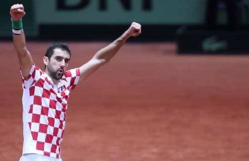 Davis Cup final France - Croatia 25.11.2018., Lille, France - Pierre-Mauroy stadium, the final of Davis Cupa between France and Croatia. Match Lucas Pouille VS Marin Cilic. Croatia won Davis Cup.Marin Cilic  SanjinxStrukic PIXSELL