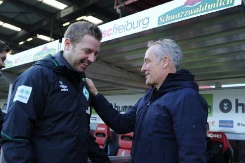 (l.) Florian Kohfeldt (Chef-Trainer SV Werder Bremen) (r.) Christian Streich (Chef-Trainer SC Freiburg) DFL regulations prohibit any use of photographs as image sequences and or quasi-video. GER, Fussball, 1. Bundesliga, SC Freiburg - Werder Bremen, 25.11.2018 Freiburg Copyright: xLaegler xEibner-Pressefotox EP_slr